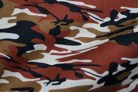 Camouflage stoffen - Katoen stof - camouflage - steenrood/zwart/bruin/ecru - 310131-81
