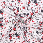 Zwart / Wit stoffen - Katoen stof - Disney mickey - wit/zwart/rood - 669100-53