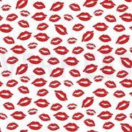By Poppy - Katoen stof - Poplin kisses - wit - 8555-003