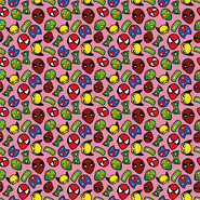katoenen stoffen met print - Katoen stof - bedrukt superhelden - roze - 15805-012