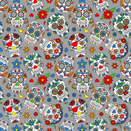 Halloween stoffen - Katoen stof - bedrukt skulls - grijs/multi - 15807-063