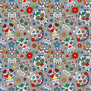 Multi kleur stoffen - Katoen stof - bedrukt skulls - grijs/multi - 15807-063