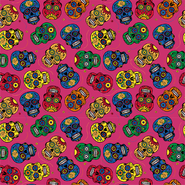 Katoen Dapper stoffen - Katoen stof - bedrukt skulls - fuchsia/multi - 15808-017