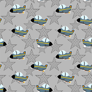 Baumwollstoffe - Dapper21 15815-063 Baumwolle bedruckt Flugzeug/Sterne grau