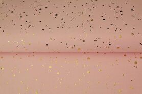 Stenzo Tricot stoffen - Tricot stof - foil dots - roze - 18666-112