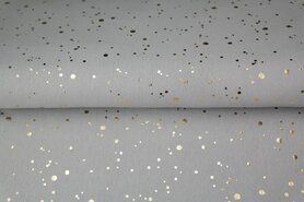 Katoen met elastan stoffen - Tricot stof - foil dots - lichtgrijs - 18666-160