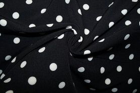 Zwarte stoffen - Stretch stof - Lichte stretch polkadot - zwart - 17909-999