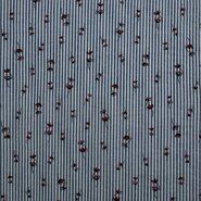 KnipIdee stoffen - Katoen stof - Seersucker stripe bloemen - blauw - 17999-604