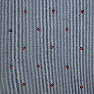 Fruit stoffen - Katoen stof - Seersucker stripe aardbeien - blauw/rood - 17999-606
