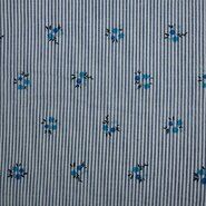 Katoen met elastan stoffen - Katoen stof - Seersucker stripe bloemen - blauw - 17999-610