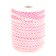 Roze - Biasband met kantje stipjes middenroze/wit 71486-786*