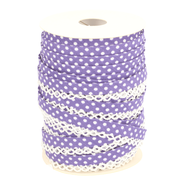 Band met stippen - Biasband met kantje stipjes paars/wit 71486-215*