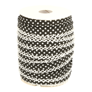 Zwart - Biasband met kantje stipjes zwart/wit 71486-000* 