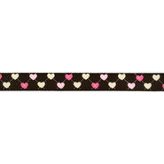 16 mm band - Ripslint hartje 16 mm donkerbruin 22384-16