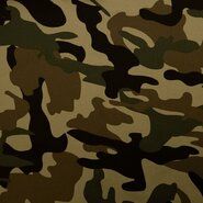 Bruine stoffen - Tricot stof - camouflage - groen/bruin/beige - 0864-210