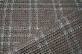 Interieurstoffen - Katoen stof - Wafelkatoen ruit - beige - 18460-178