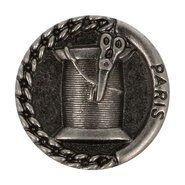 Brons - Knoop metaal klosje/schaar donker nickel (5658/24)*