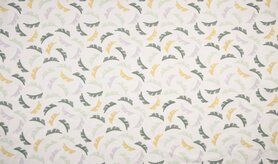 OR - Quality stoffen - Tricot stof - Organic leaves - wit/multi - 4528-050