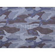 Leger motief stoffen - Tricot stof - Sweat camouflage - blauw - 5499-003