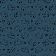 By Poppy - Tricot stof - Soft sweattricot olifantjes - blauw - 8840-010