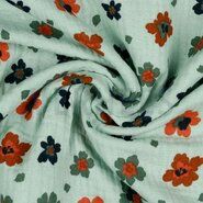 By Poppy - Katoen stof - Hydrofielstof bloemetjes - mint - 8853-005