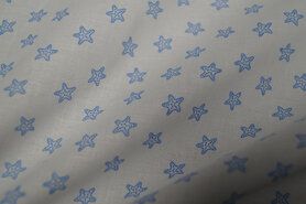 Lichtblauwe stoffen - Katoen stof - zee sterretjes - wit/lichtblauw - 310101-91