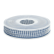 10 mm band - Sierband geruit (10 mm) donkerblauw/wit 1843-210