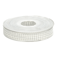 Band geruit - Sierband ruitje 15 mm grijs*
