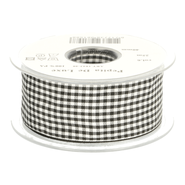 Polyester band - Sierband geruit (38 mm) zwart/wit*