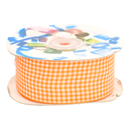 Sierband* - Sierband geruit (38 mm) oranje/wit*