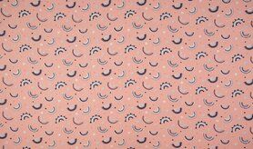 katoenen stoffen met print - K15001-012 Katoen regenboog dusty pink