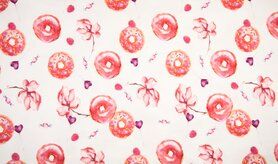 Roze tricot stoffen - K50025-015 Tricot donuts rood/roze