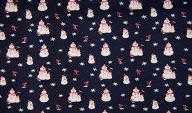 Tricot stoffen - Tricot stof - snowman - donkerblauw - 10026-008