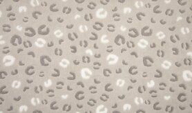 Badjas stoffen - Fleece stof - jacquard leopard - zand - 4007-524