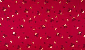 Rode stoffen - K25003-016 Kerst katoen blaadjes foil rood/goud