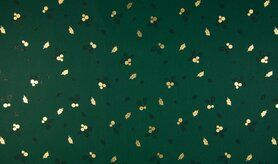 Kerst motief stoffen - K25003-025 Kerst katoen blaadjes foil groen/goud