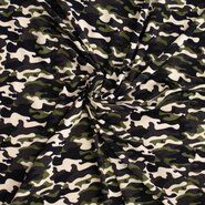 zwarte stoffen - Tricot stof - camouflage - zwart/wit/groen - 340084-61