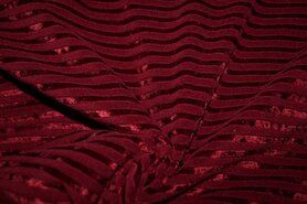 Rote Stoffe - S22 Jersey Streifen velours bordeaux 