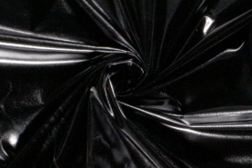 Zwarte stoffen - Kunstleer stof - Dikke lamee stretch - zwart - 9746-069