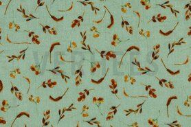 Decoratie en aankleding stoffen - Katoen stof - Hydrofielstof blaadjes - mint - 9267-008