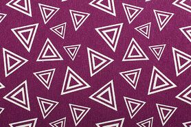 Uitverkoop - Katoen stof - Interieur en decoratiestof driehoek - paars - 1392-044