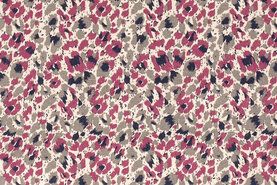 Decoratiestoffen - Katoen stof - Interieur en decoratiestof fantasie vlekjes - grijs/roze - 1471-017