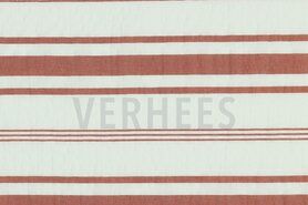 Terra stoffen - Katoen stof - gestreept - wit/terra - 9640-003