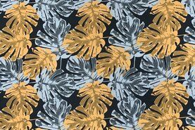 80% polyamide, 20% elastan stoffen - Polyester stof - Travel bladeren - grijs - 18570-970