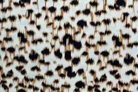 Dierenprint stoffen - Polyester stof - Travel panter - terra - 18572-445 