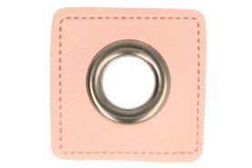 Nieuwe fournituren stoffen - Nestels op Roze skai-leer vierkant 8mm 62873-08-ASI