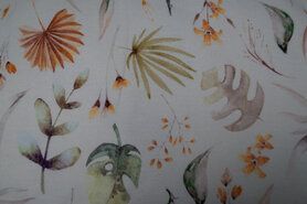 Bladeren motief - Tricot stof - bladeren - beige - 18802-178