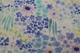 Tricot stoffen - Tricot stof - bloemen - blauw - 18804-660