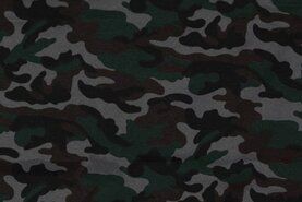 Leger motief stoffen - Canvas stof - leger - grijs/groen/bruin - 961080-33