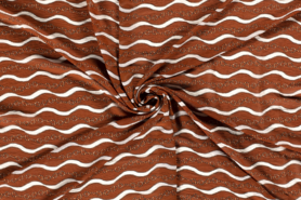 Bruine stoffen - Polyester stof - chiffon bedrukt gestreept - bruin - 17166-055